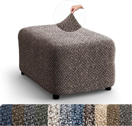 Vista 14 de PAULATO BY GA.I.CO. Funda para otomán - Funda extensible para taburete - Protector de puf para mascotas y niños - Funda suave para otomán - Fundas