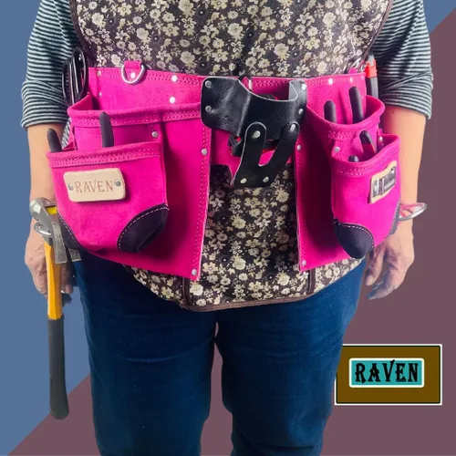 Vista 6 de Raven Bolsas de herramientas Rosa, azul, beige, negro Cinturón de nailon + cinturón de cuero Bolsa individual + bolsa doble