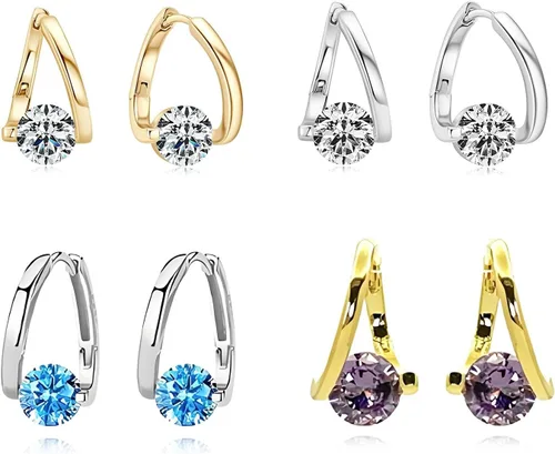 Vista 18 de Lymphatic Earrings for Women Silver Zircon Hoop Huggie Earrings Dainty Fashion Jewelry Gifts A1ï¼ 2 pares de pendientes linfáticos dorados