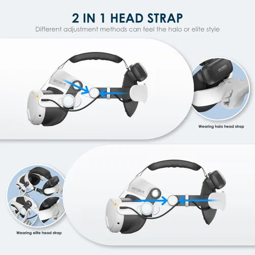 Vista 2 de KKCOBVR Q3 PRO Battery Head Strap 10000mh Compatible with MetaOculus Quest 3 Extend 2-3H Usage Time Replacement Elite Head Strap for Oculus 3 by