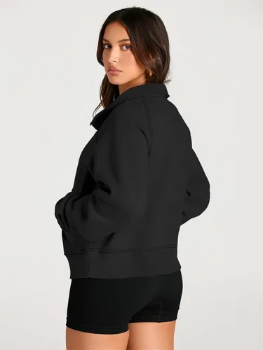 Vista 5 de AUTOMET Womens Sweatshirts Half Zip Cropped Pullover Fleece Quarter Zipper Hoodies Fall outfits Clothes Thumb Hole