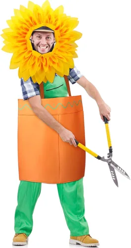 Vista 5 de Hicarer Juego de 2 piezas de disfraz de flores en maceta para adultos, incluye maceta, disfraz de maceta, disfraz de girasol, sombrero de girasol