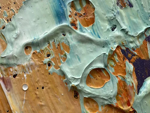 Vista 3 de zoinart Arte de pared 3D texturizado pintado a mano, 24 x 48 pulgadas, pinturas al óleo coloridas abstractas, arte de pared grande para decoración