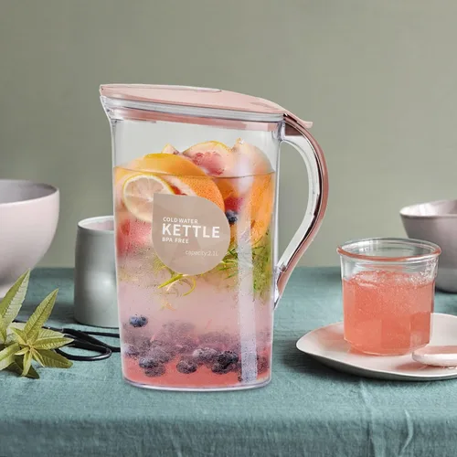 Vista 8 de Coloch - Paquete de 2 jarras de agua de plástico de 2 cuartos de galón con tapa abatible, recipiente de agua delgado transparente de medio galón