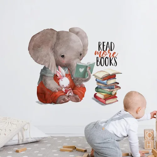 Vista 6 de Mfault Calcomanías inspiradoras para pared, diseño de conejito elefante Animales motivacionales de conejo, decoración de guardería, decoración