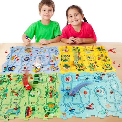 Vista 3 de YOOYID Puzzle Racer - Juego de pistas de coche para niños, juguetes para niños de 3 a 5, juguetes para niños de 3, 4, 5, 6 años, juguetes