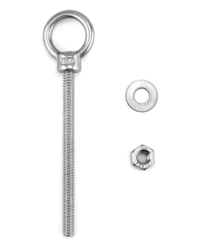 Vista 5 de QWORK Paquete de 25 pernos de ojo roscados de acero inoxidable de grado marino de 1/4 x 3 pulgadas, anillos de elevación con arandelas de tuercas