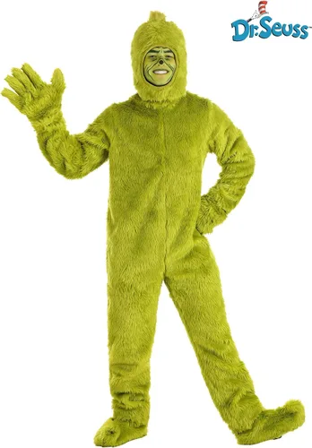 Vista 2 de Disfraz de Dr. Seuss Grinch de cara abierta para adultos