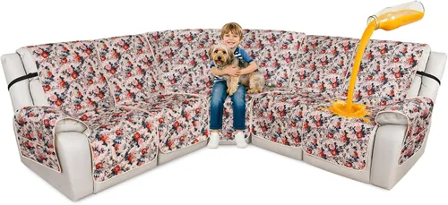 Vista 14 de ALIECOM Fundas de sofá modular reclinable en forma de L, 100% impermeables, fundas para sofá seccional, fundas lavables con estampado, protector