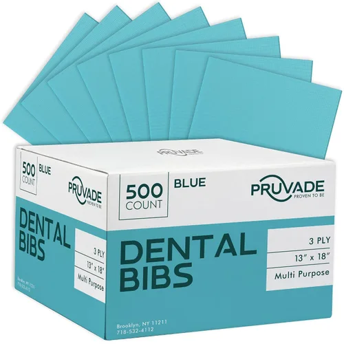Vista 13 de Baberos dentales – Paquete de 500 baberos desechables para adultos de 3 capas para dentista, comer, tatuar – Hojas médicas impermeables de 13 x 18