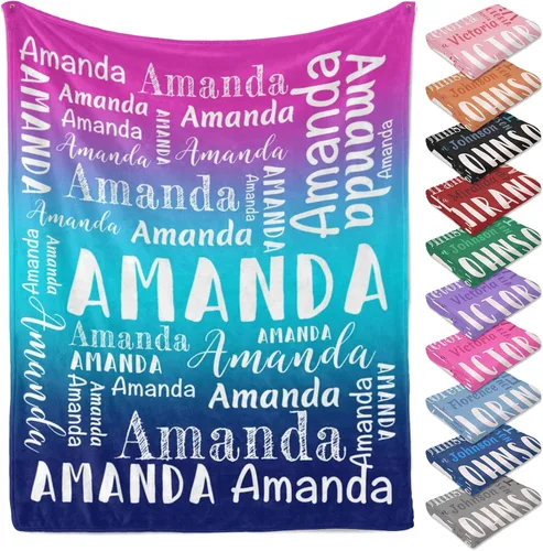 Vista 25 de Manta personalizada con texto y nombre para adultos y niños, regalo para cumpleaños, boda, día de San Valentín (30 x 40 pulgadas)