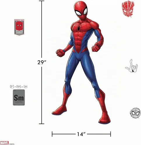 Vista 6 de Calcomanía de pared de Spider-Man de Marvel por Wall Palz, adhesivo de vinilo de 25' con interacción de realidad aumentada 3D, decoración temática