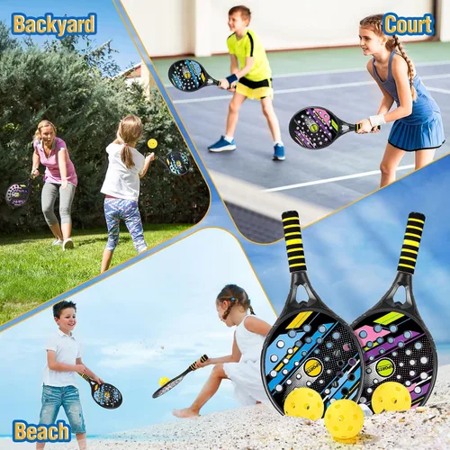 Vista 7 de Juego de pelota de pepinillo para niños, raqueta de tenis impermeable con orificio de aire, juguetes de playa para niños y adultos, familia, 2