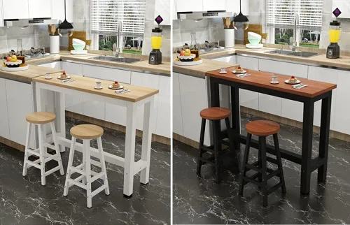 Vista 3 de LAKIQ Mesa de bar de madera moderna rectangular para sofá, mesa de consola de altura de mostrador, mesa de comedor, mesa de bar de cocina, mesa