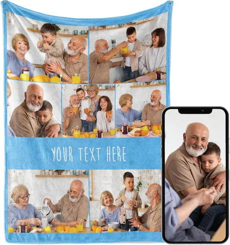 Vista 17 de Manta personalizada con imagen, se envía al día siguiente, impresa en Estados Unidos, manta de fotos personalizada, colores vibrantes, suave