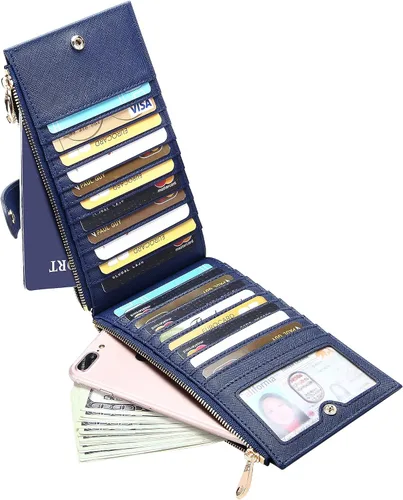 Vista 5 de Badiya Womens Wallet RFID Blocking Bifold Multi Card Holder Wallets Solid