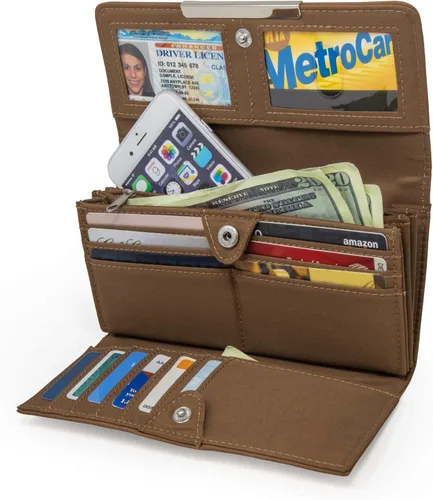 Vista 2 de Mundi - Cartera File Master con bloqueo RFID para mujer con bolsillo para cambio