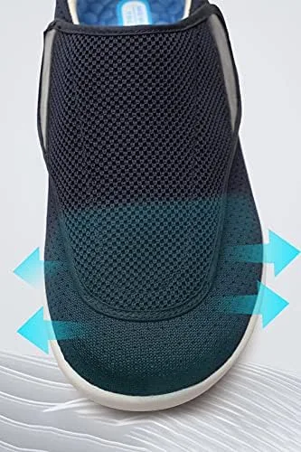 Vista 3 de youyun Zapatos para diabéticos para hombres mayores, anchos para hombres, zapatos para caminar, zapatos de cierre ajustable, transpirables, ligeros