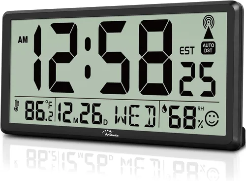 Vista 9 de WallarGe Reloj de pared digital atómico de 14,5 '' funciona con pilas con Negro