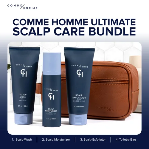 Vista 8 de Comme Homme Jabón hidratante para el cuero cabelludo para hombres calvos, limpia, calma y energiza suavemente con albahaca, aloe, té de árbol