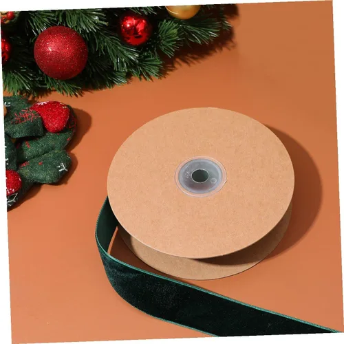 Vista 7 de Ciieeo 1 rollo de cintas de terciopelo vintage de Navidad de 1.0 in, cinta de terciopelo para Navidad
