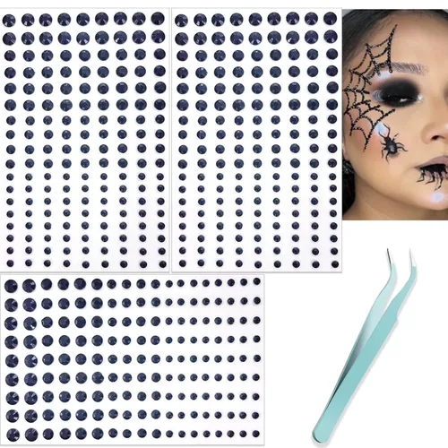 Vista 21 de NOOEPC Gemas faciales para el cabello, joyas autoadhesivas para la cara, joyas de ojos, diamantes de imitación para la cara, gemas para el rostro