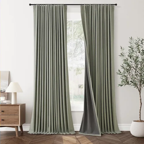Vista 12 de Jowels Cortinas opacas de lino natural de 96 pulgadas de largo, 2 paneles