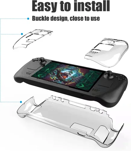 Vista 9 de Funda protectora de Steam Deck funda rígida transparente para vapor funda protectora con diseño dividido compatible con la plataforma de vapor