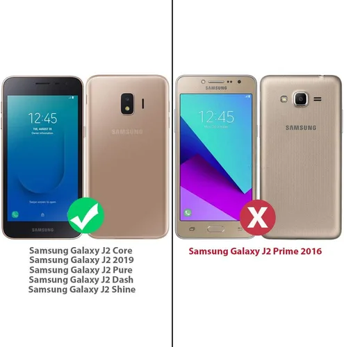 Vista 2 de TJS Funda para teléfono compatible con Samsung Galaxy J2 Core 2019 Pure Dash Shine, anillo de metal soporte magnético resistente (verde azulado)