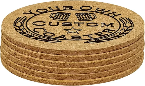 Vista 5 de Personalized Cork Coaster Set Custom Engraved Text and Logo