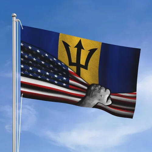Vista 19 de Bandera estadounidense y bandera de las Bahamas de las Bahamas para exteriores de 3 x 5 pies, tres capas de tela para coser a doble cara, impresión