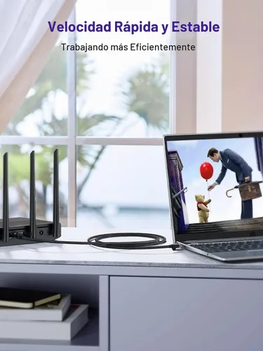 Vista 3 de UGREEN Cable Ethernet Cat 6 trenzado Cat6 Gigabit de alta velocidad 1000Mbps cable de Internet RJ45 blindado cable LAN de red compatible con PC