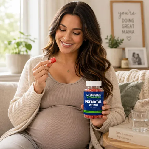 Vista 3 de LifeSourceVitamins Multivitaminas prenatales y minerales con DHA - Omega 3 / Fórmula patentada