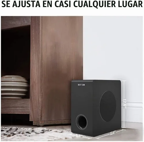 Vista 3 de Subwoofer con alimentación, Bestisan Subwoofer de audio para el hogar activo de 6.5" de 16,5 cm en diseño compacto para receptor, graves profundos