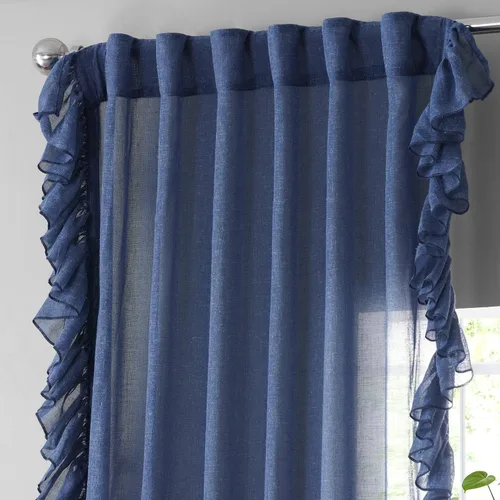 Vista 3 de HPD Half Price Drapes Cortinas traslúcidas con volantes para dormitorio y sala de estar, 50 x 84 pulgadas, lino (1 panel), cortinas con dobladillo