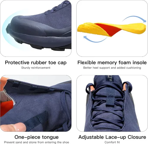 Vista 3 de HUMTTO Zapatos de senderismo impermeables para todo terreno, ligeros, transpirables, para senderismo, senderismo, antideslizantes, para exteriores