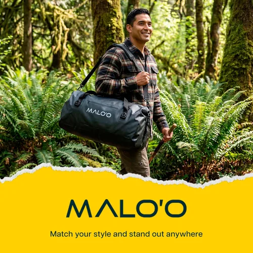 Vista 7 de Malo’o Bolsa de lona impermeable seca, Bolsa de equipo resistente de cubierta enrollable impermeable con correas para el hombro y bucles Molle