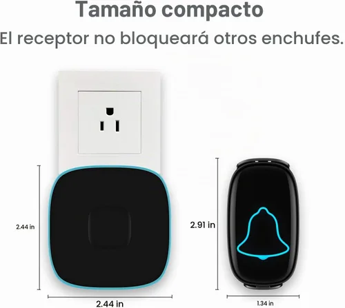 Vista 5 de BO YING - Timbre inalámbrico para puerta, impermeable, fácil de instalar, alcance de 1000 pies, 38 melodías, volumen ajustable y flash LED, 1 botón