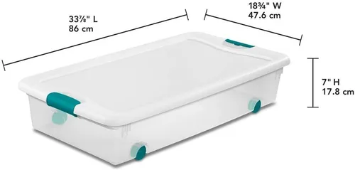 Vista 2 de Sterilite Caja de almacenamiento con pestillo con ruedas, contenedor apilable con tapa de pestillo, contenedor de plástico para organizar zapatos