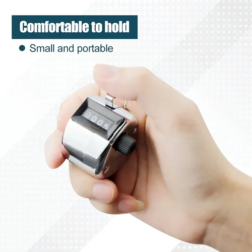 Vista 7 de RiToEasysports Contador de clicker, contador de 4 dígitos, contador de tono, mini contadores mecánicos de mano de metal para entrenamiento, tejido