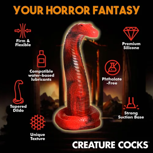 Vista 6 de CREATURE COCKS King Cobra - Consolador de silicona para hombres, mujeres y parejas. Firme y flexible, base de succión fuerte, consolador