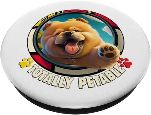 Vista 2 de Chow Chow Owner diseño con un PopGrip estándar Totally Petable Chow Chow PopSockets