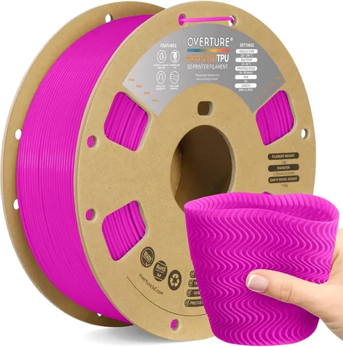 Vista 67 de OVERTURE - Filamento de TPU de 1/16 pulgadas, rollo flexible de poliuretano termoplástico, impresora 3D suave, 95A, carrete de 2.2 libras, precisión