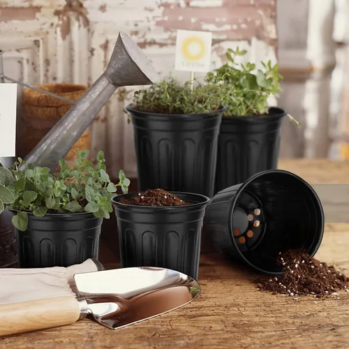 Vista 7 de RAOOKIF - Macetas de 1 galón para plantas, macetas de vivero flexibles de 1/2/3/5 galones con drenaje, macetas de plástico de 1 galón para plantas
