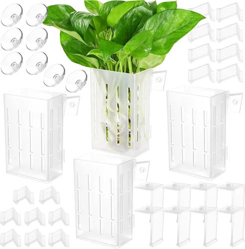 Vista 12 de Borlech Soporte de Planta de Acuario Grande Mejorado con Ganchos y Ventosas para Cultivo de Plantas Acuapónicas en Tanque de Peces y Decoraciones