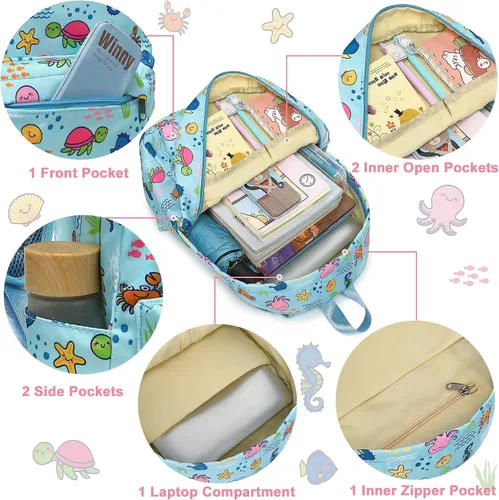 Vista 6 de CAMTOP - Conjunto de mochila y lonchera con estampados divertidos para niños de preescolar y primaria