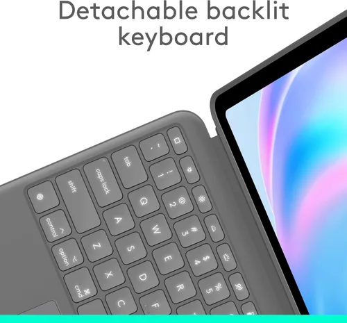 Vista 4 de Logitech Combo Touch - Funda con teclado para iPad Air de 13 pulgadas (M2) (2024), teclado retroiluminado desmontable con soporte, escritura cómoda