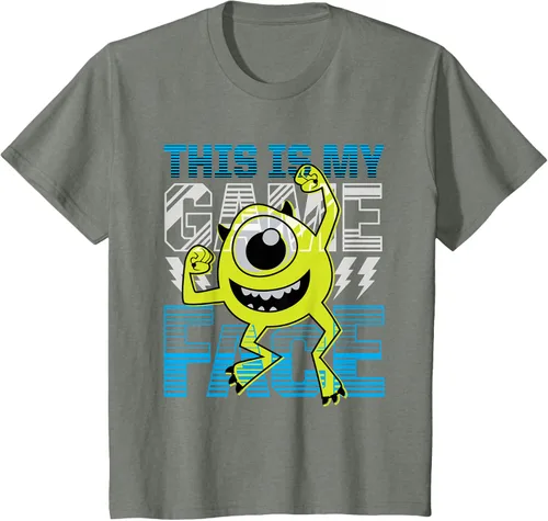Vista 88 de Disney Pixar Monsters Inc. Mike Wazowski Game Face Camiseta Negro