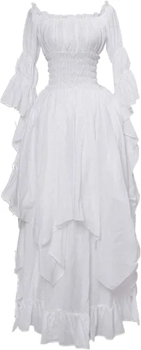 Vista 2 de SHOPESSA Vestido medieval para mujer, vestido renacentista de manga acampanada, vestido gótico victoriano con corsé