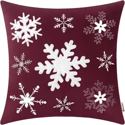 Vista 58 de BRAWARM Christmas Reindeer Pillow Cover 18x18 Black Velvet Embroidered Reno negro